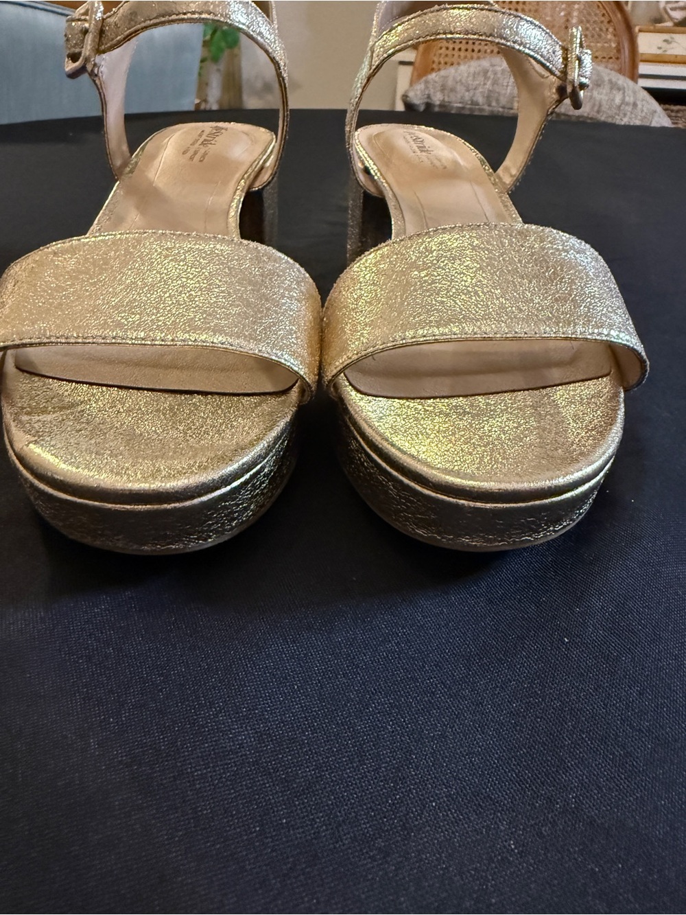 Life Stride Rythmn Metallic Block Heel Sandal - Gold Women's Dress 9.5W Wide - Picture 8 of 10